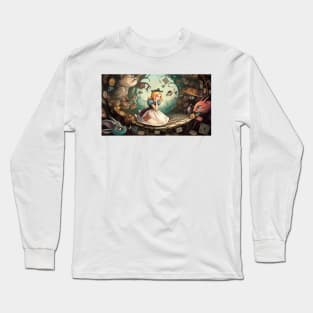 Alice in Wonderland. "Tea Party with the Mad Hatter and the Cheshire Cat" Long Sleeve T-Shirt